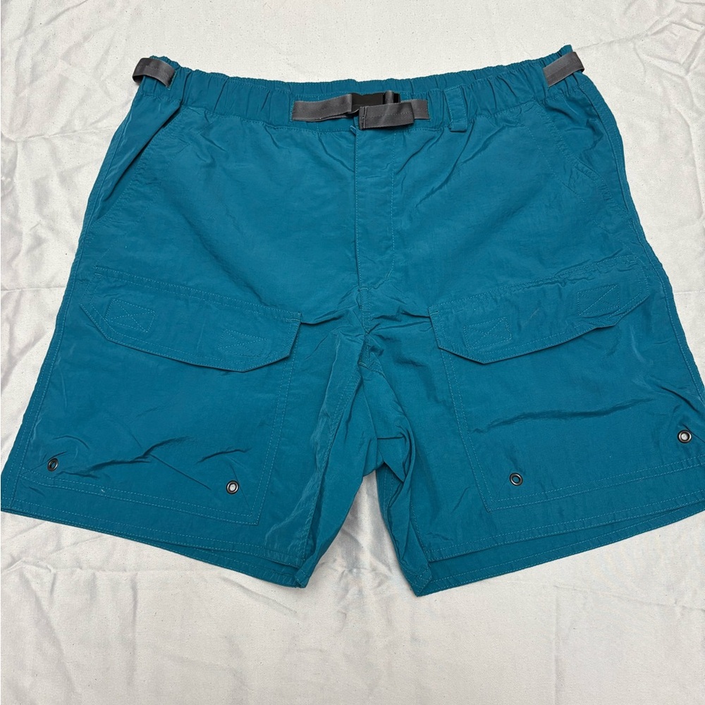 Vintage REI Mens Cargo Belted Elastic Waist Shorts Size S Petrol Green